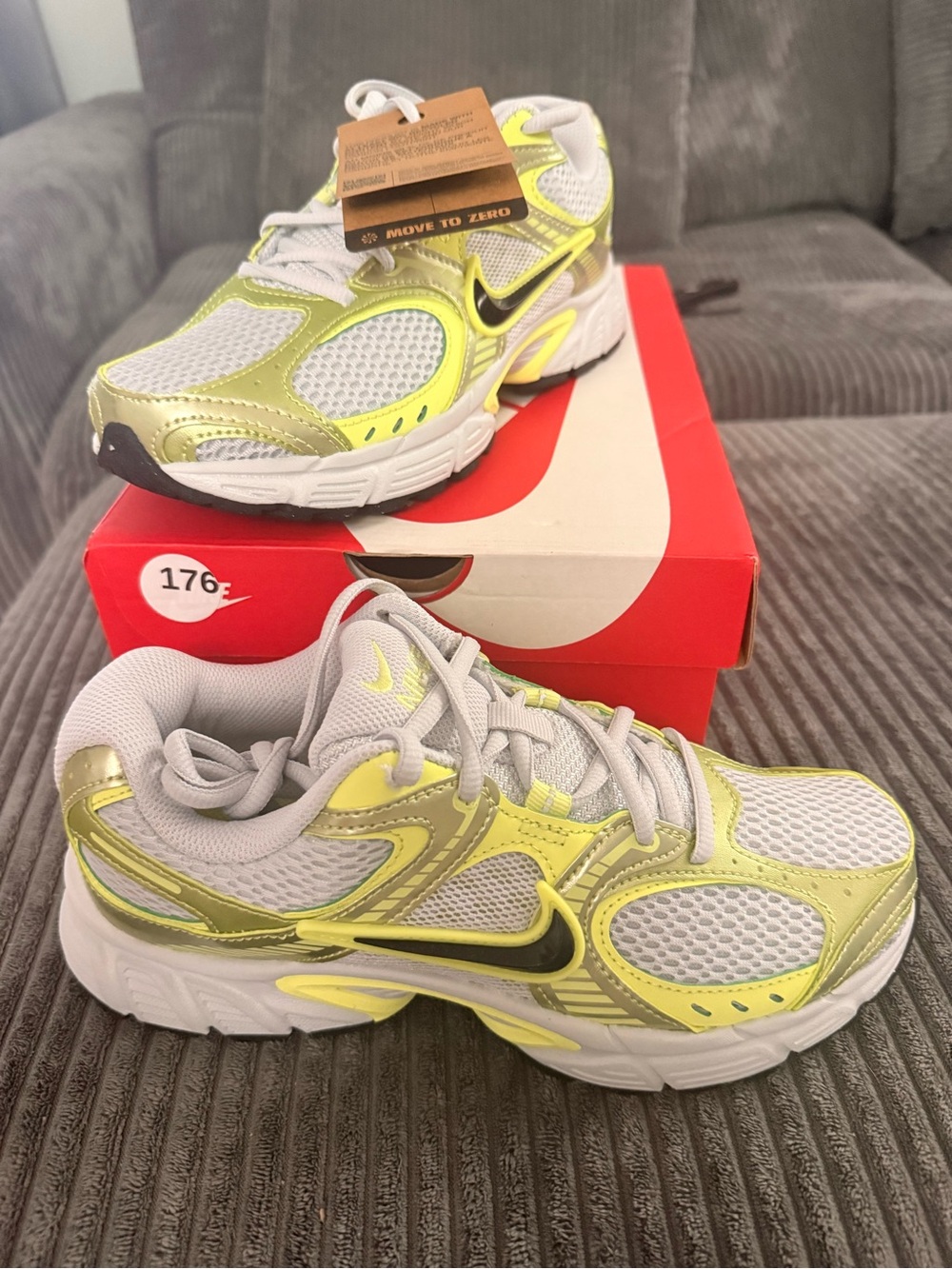 Nike Women’s V5 Running Sneakers - Silver & Lime Accent